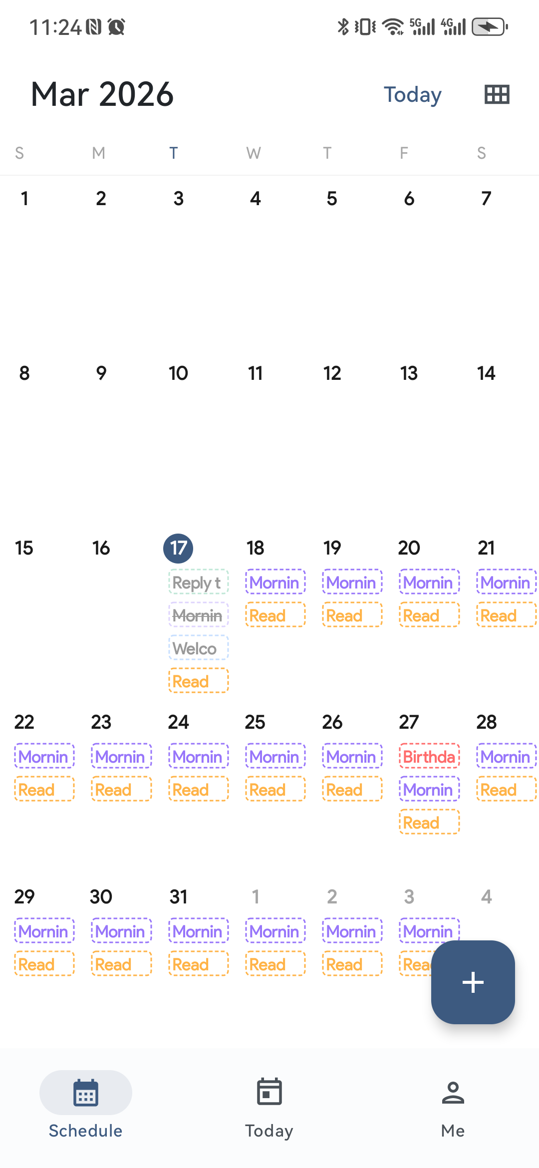 iPlan monthly calendar screenshot